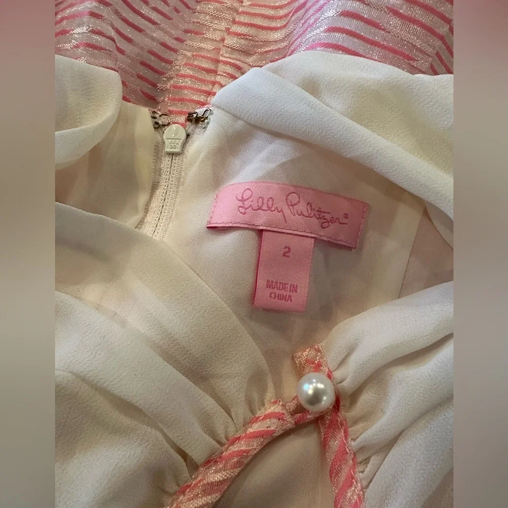 Lilly Pulitzer Kailey Dress Pink & White Size 2 - Picture 6 of 11